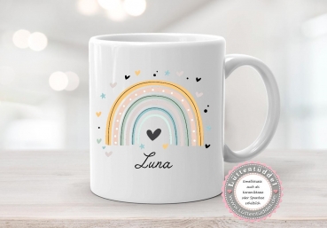 Preview: Spardose Keramik Regenbogen bunt personalisiert mit Name Kindergarten Geburt Taufe Kindergartenkind Einschulung Geburtstag von Lüttentüddel®